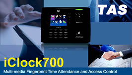 Iclock700 multimedia fingerprint time attendance and access control